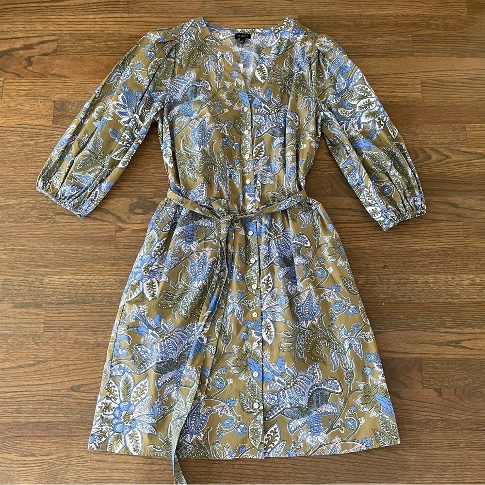 NWT Talbots Floral 3/4 Sleeve Midi Dress size 8